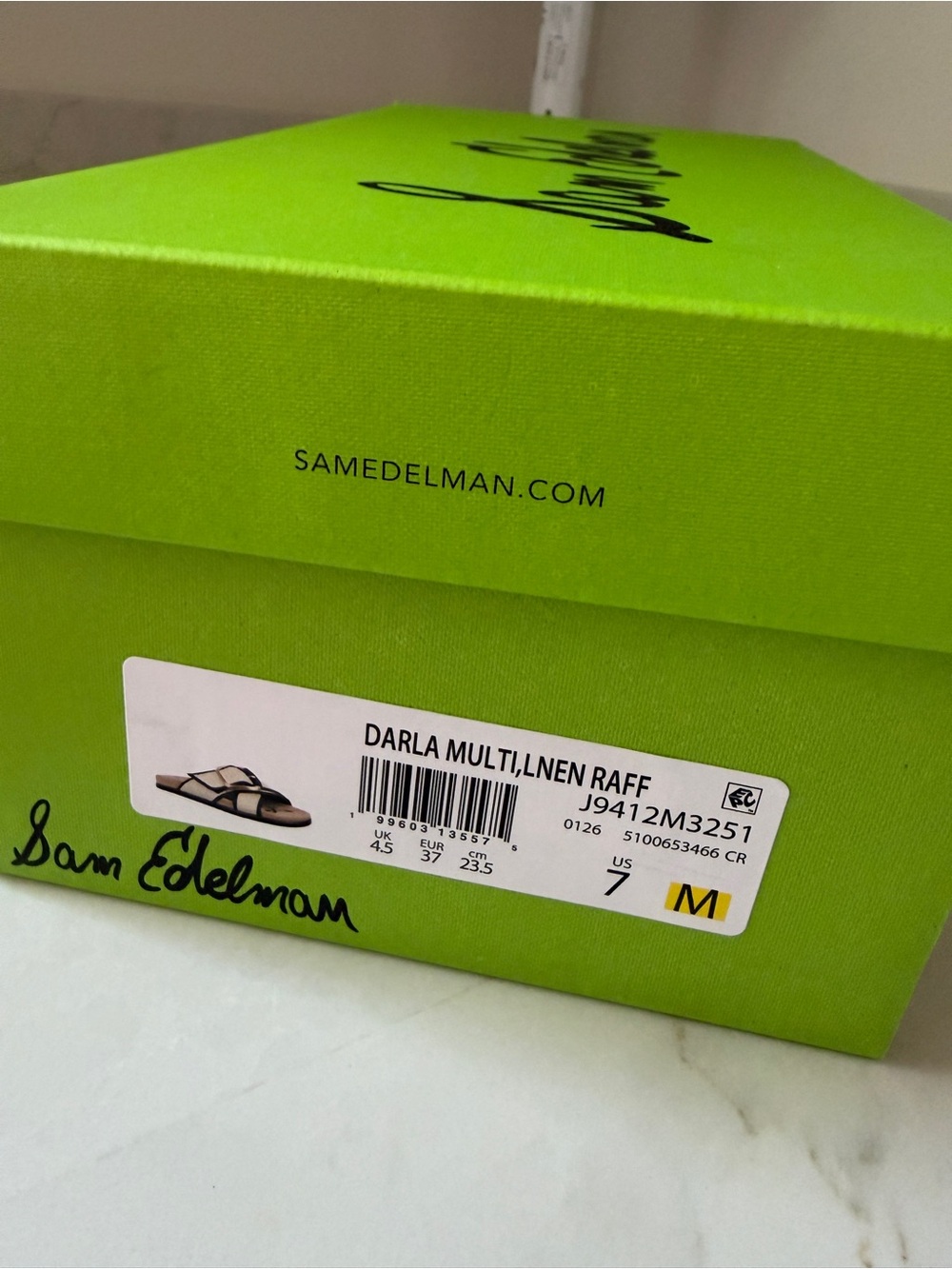 Sam Edelman Ivory Woven Slide Sandals with Gold Buckle - Picture 6 of 8